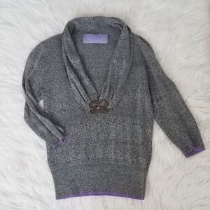 VERA WANG Lavender Label Embellished Bow Sweater